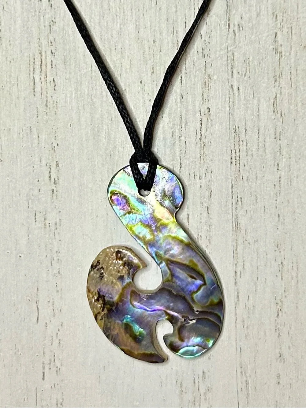 Iridescent Artisan Abalone Shell Pendant Coastal Statement Necklace